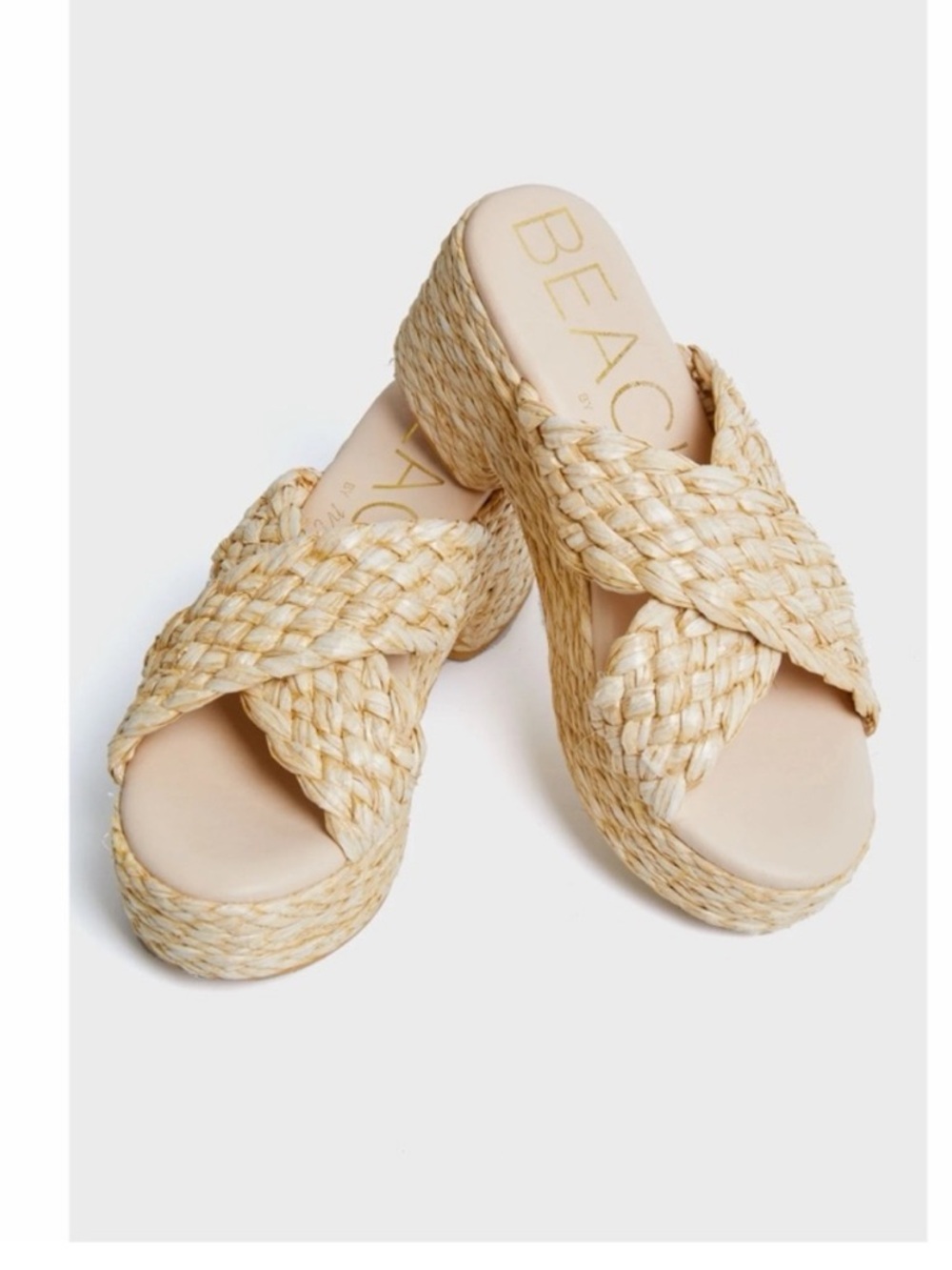 NWT Beach by Matisse Platform Sandals with Woven Crossover Straps